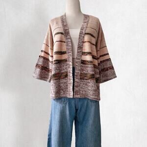 Vtg 70s Boho Cardigan Kimono Sweater Cobincore Southwestern Indie Tribal Cottage